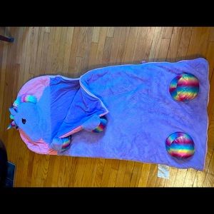 Unicorn plush blanket sleeping bag for kids